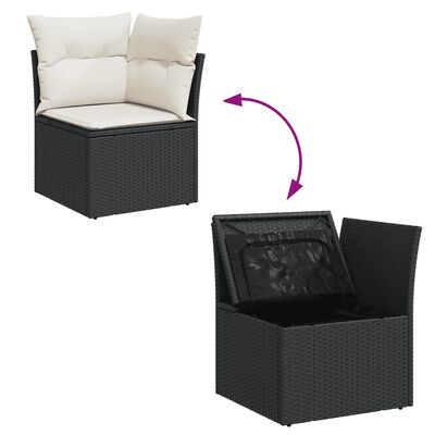 vidaXL Salon de jardin 4 pcs avec coussins noir résine tressée