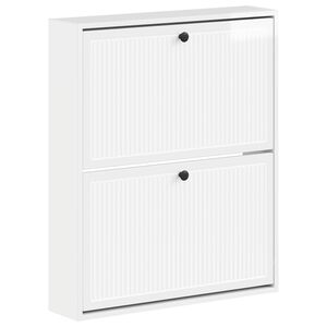 vidaXL Cabinet &agrave; chaussures mural EDE 71 x 17 x 86 cm Blanc brillant