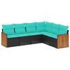 vidaXL Salon de jardin 6 pcs avec coussins noir r&eacute;sine tress&eacute;e