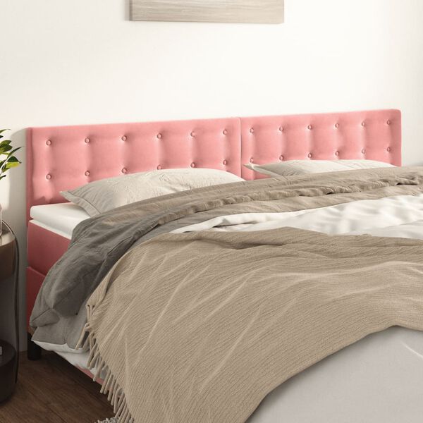 vidaXL T&ecirc;tes de lit 2 pcs Rose 90x5x78/88 cm Velours