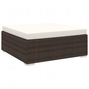 vidaXL Repose-pieds sectionnel avec coussin en polyrotin marron