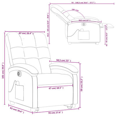 vidaXL Fauteuil inclinable de massage électrique Crème Tissu