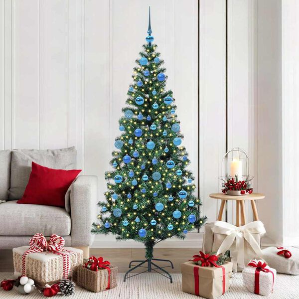 vidaXL Sapin de No&euml;l artificiel pr&eacute;-&eacute;clair&eacute; Vert 180 cm PVC et m&eacute;tal