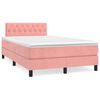 vidaXL Sommier &agrave; lattes de lit et matelas LED rose 120x190 cm velours