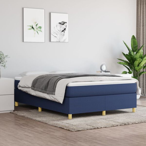 vidaXL Sommier &agrave; lattes de lit avec matelas Bleu 140x190 cm Tissu