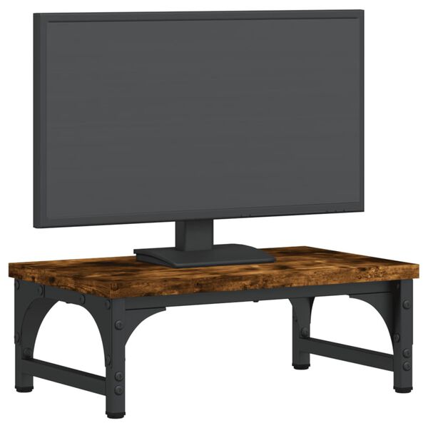 vidaXL Support de moniteur ch&ecirc;ne fum&eacute; 37x23x14 cm bois d'ing&eacute;nierie