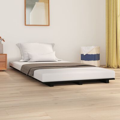 vidaXL Cadre de lit sans matelas noir 90x190 cm bois de pin massif