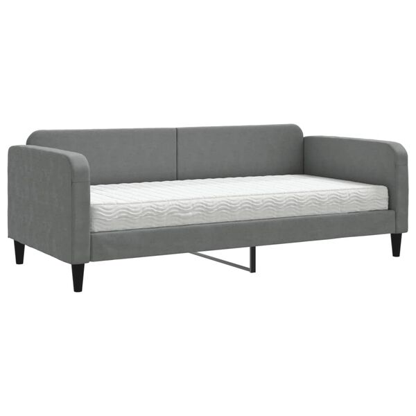vidaXL Lit de jour avec matelas gris fonc&eacute; 90x190 cm tissu