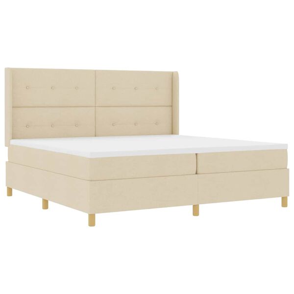 vidaXL Lit à ressorts avec matelas Crème 200 x 200 cm tissu