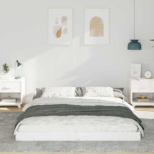 vidaXL Cadre de lit Blanc 140 x 220 cm Pin massif