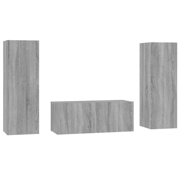 vidaXL Ensemble de meubles TV 3 pcs Sonoma gris Bois d'ingénierie