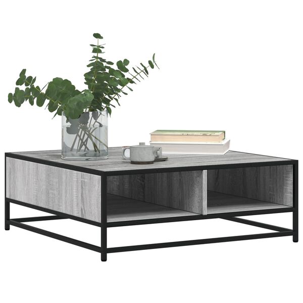 vidaXL Table basse sonoma gris 80x80x30 cm bois d'ing&eacute;nierie et m&eacute;tal