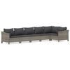 vidaXL Salon de jardin 6 pcs avec coussins Gris R&eacute;sine tress&eacute;e