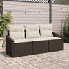 vidaXL Ensemble de canapé de jardin 3 pcs Marron et blanc polyrotin