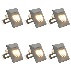 vidaXL Appliques murales LED d'ext&eacute;rieur 6 pcs 2 W Argent&eacute; Carr&eacute;