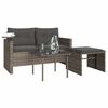 vidaXL Salon de jardin avec coussins 3 pcs gris r&eacute;sine tress&eacute;e