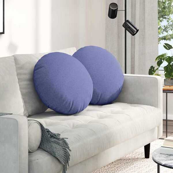 vidaXL Coussins de si&egrave;ge 2 pcs Bleu denim &Oslash;50 x 19 cm tissu