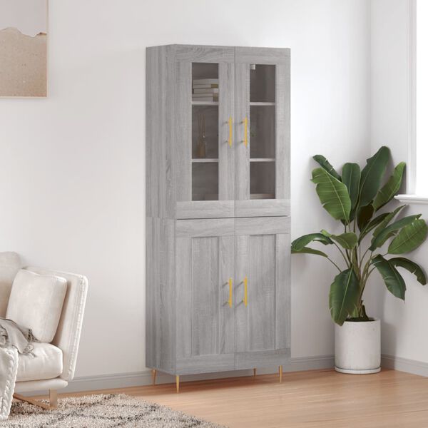 vidaXL Buffet haut Sonoma gris 69,5x34x180 cm Bois d'ing&eacute;nierie