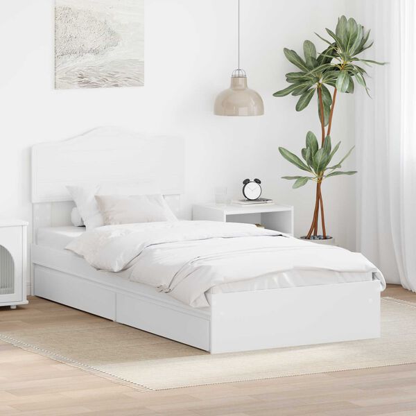 vidaXL Lit de Rangement Blanc 90 x 200 cm Bois d'ing&eacute;nierie