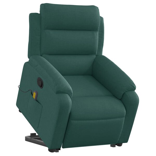 vidaXL Fauteuil inclinable de massage Vert fonc&eacute; Tissu