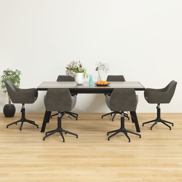 vidaXL Chaises pivotantes &agrave; manger lot de 6 gris fonc&eacute; velours