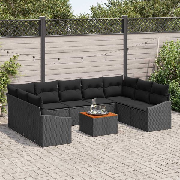 vidaXL Ensemble de canap&eacute; de jardin 10 pcs Noir polyrotin