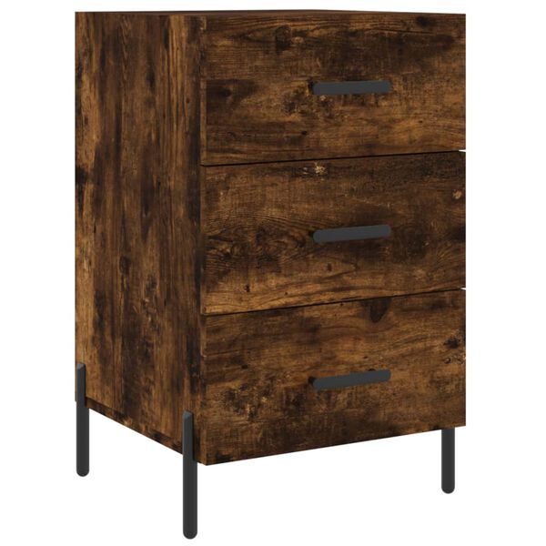 vidaXL Table de chevet ch&ecirc;ne fum&eacute; 40x40x66 cm bois d'ing&eacute;nierie
