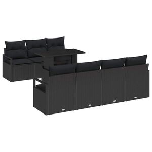 vidaXL Ensemble de canap&eacute; de jardin 8 pc Noir Poly rotin