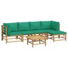 vidaXL Salon de jardin 6 pcs avec coussins vert bambou