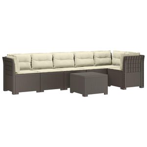 vidaXL Canap&eacute; de Jardin 6 Places avec Coussins Aspect Rattan PP