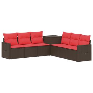 vidaXL Ensemble de Canap&eacute;s 7 pc Marron et rouge
