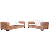 vidaXL Ensemble de canap&eacute;s de jardin 2 pcs avec coussins Rotin naturel