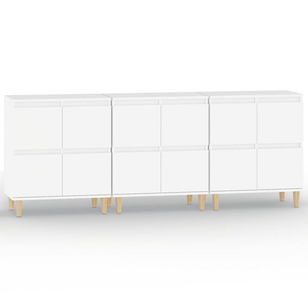 vidaXL Buffets 3 pcs blanc 60x35x70 cm bois d'ing&eacute;nierie