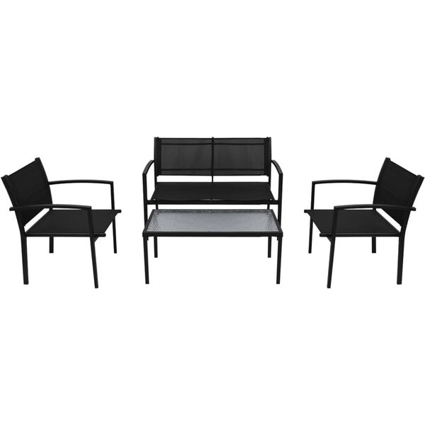 vidaXL Salon de jardin 4 pcs Textilène Noir