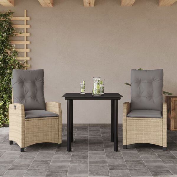vidaXL Ensemble à manger de jardin coussins 5 pcs mélange beige rotin