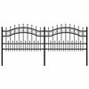 vidaXL Cl&ocirc;ture de jardin avec dessus en forme de lance, noire, 240 x 75 cm, acier thermolaqu&eacute;