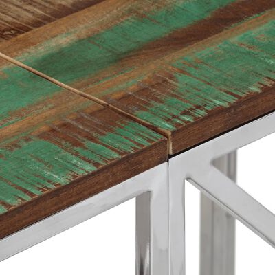 vidaXL Table console argenté acier inoxydable/bois massif récupération