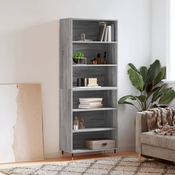 vidaXL Buffet sonoma gris 69,5x32,5x180 cm bois d'ing&eacute;nierie
