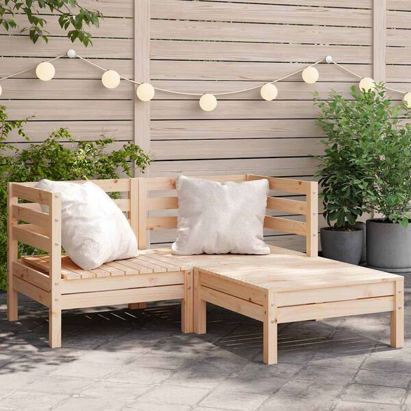 vidaXL Canap&eacute; de jardin 2 places et repose-pied bois pin massif