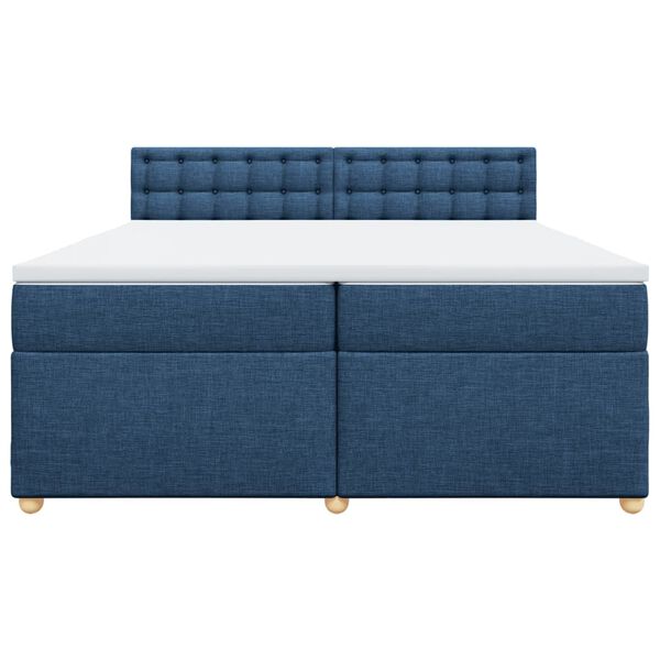 vidaXL Sommier &agrave; lattes de lit avec matelas Bleu 200x200 cm Tissu