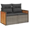 vidaXL Canap&eacute; de jardin 2 places avec coussins gris r&eacute;sine tress&eacute;e