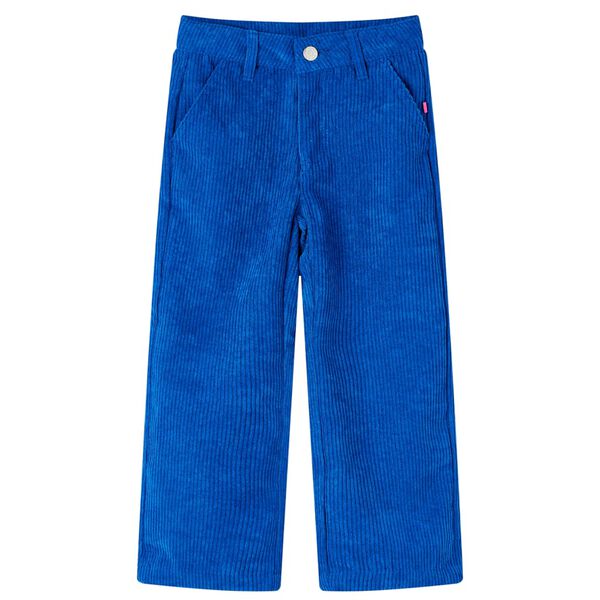 Pantalons pour enfants velours côtelé bleu cobalt 128