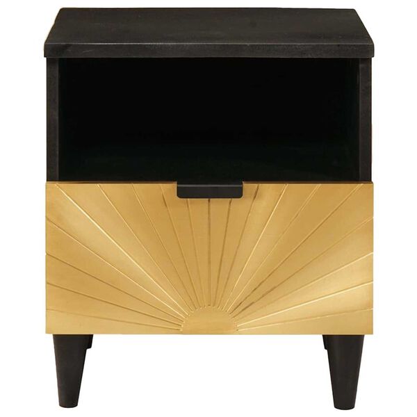 vidaXL Cabinet de chevet avec tiroir 2 pcs Noir et or 40 x 33 x 46 cm