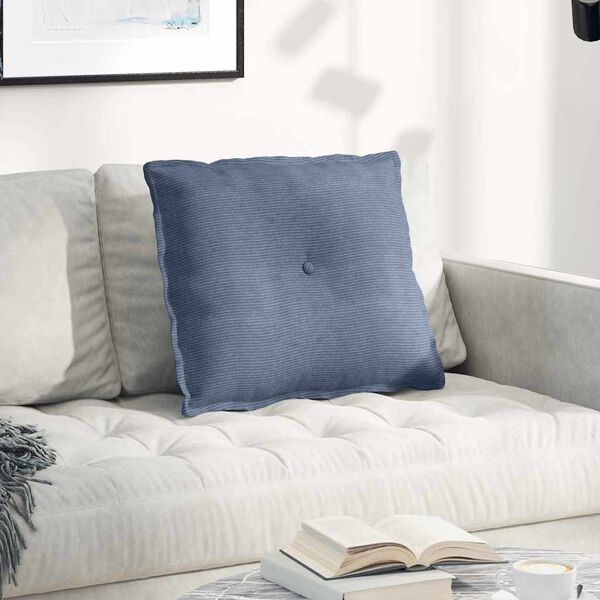 vidaXL Coussin de Dos Bleu 60 x 50 cm Tissu en velours c&ocirc;tel&eacute;