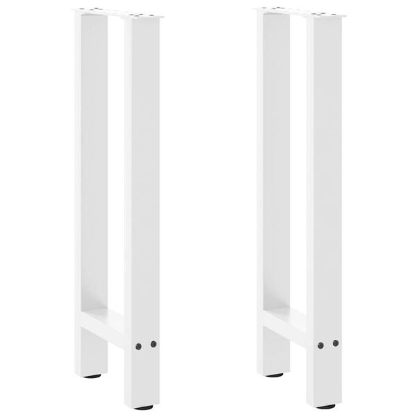 vidaXL Pieds de table console Blanc 2 pi&egrave;ces 28 x (72-73) cm Acier