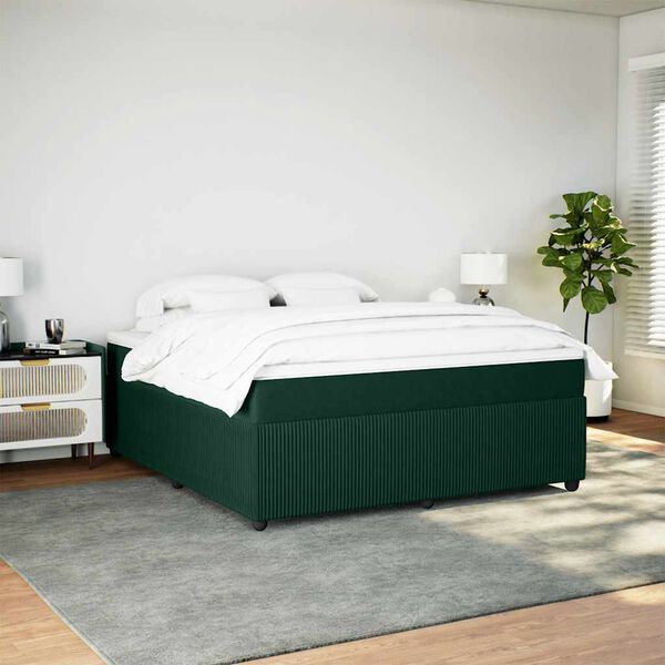 vidaXL Sommier &agrave; lattes de lit et matelas Vert fonc&eacute; 180x200cm Velours