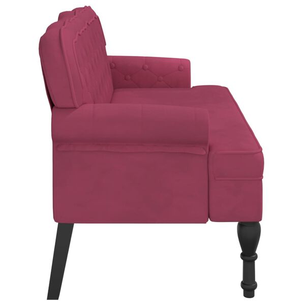 vidaXL Banc avec dossier bordeaux 119,5x64,5x75 cm velours