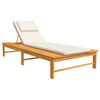 vidaXL Chaise longue coussin/oreiller blanc cr&egrave;me bois massif acacia
