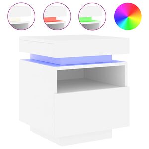 vidaXL Armoire de chevet avec lumi&egrave;res LED blanc 40x39x48,5 cm