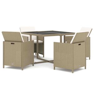 vidaXL Ensemble &agrave; manger de jardin et coussins 5 pcs Poly rotin Beige